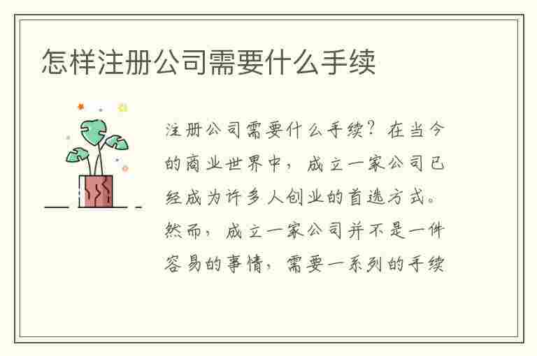 怎样注册公司需要什么手续(自己想注册一个小公司)